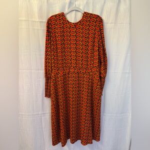 Halogen Orange and Black Long Sleeve Dress